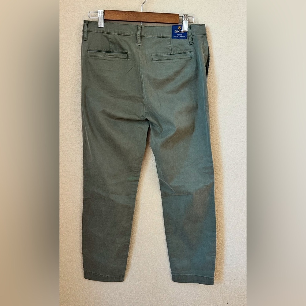 Nautica Jeans Company Tencel Ankle Trouser Pants Size 4/27 Olive Green NWT - Picture 3 of 10